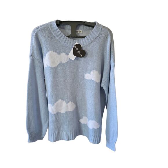 Made With Love Blue Clouds Pullover Sweater Size 1X NWT Desc* - Picture 1 of 6